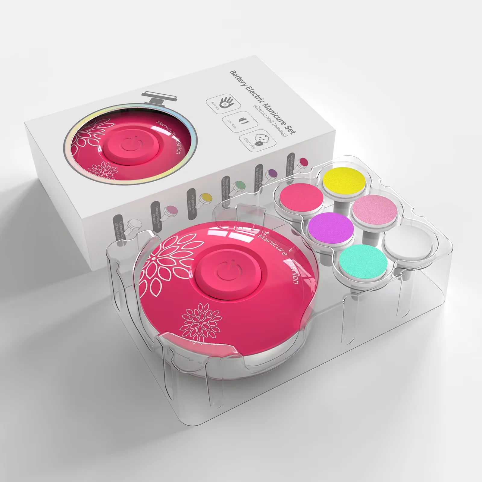 Coffret lime à ongles électrique pour bébé avec 6 embouts